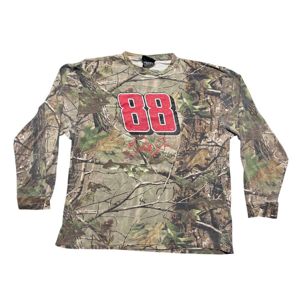 Distressed Realtree Hunting Long Sleeve Shirt Mens XXL Camo Dale Earnhardt Jr 88